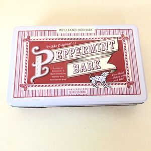 Williams-Sonoma Pepermint Bark Tin White and Red